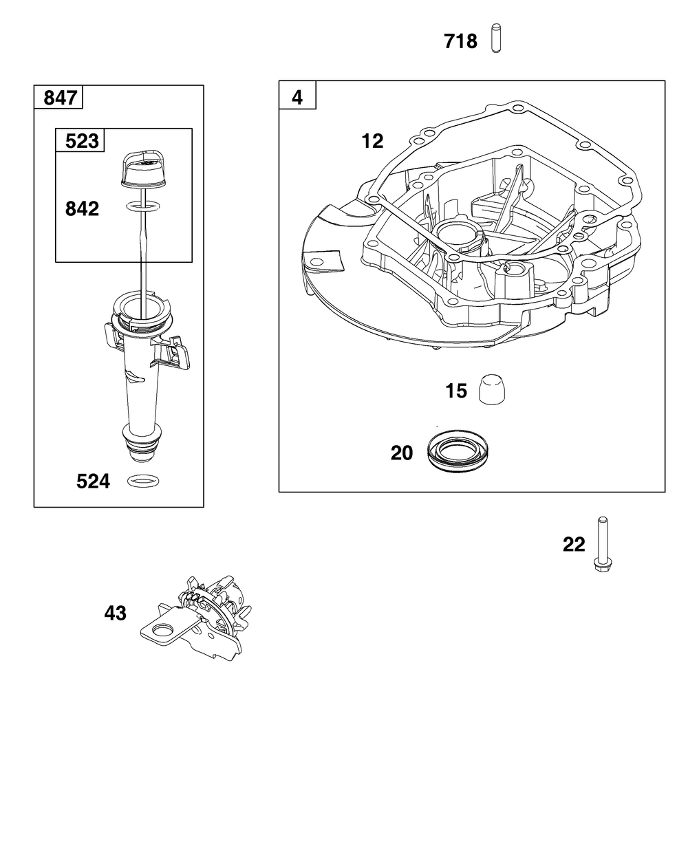 Crankcase Cover/Sump And Lubrication Group Diagram and Parts List for 123P02-0026-H5 100000 - 19Z999 Briggs and Stratton Engine